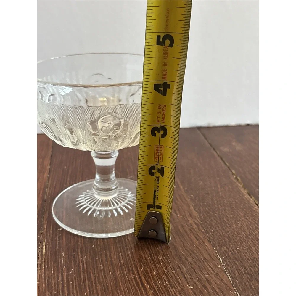 Vintage Jeannette Glass Iris & Herringbone Footed Sherbet Bowl 4